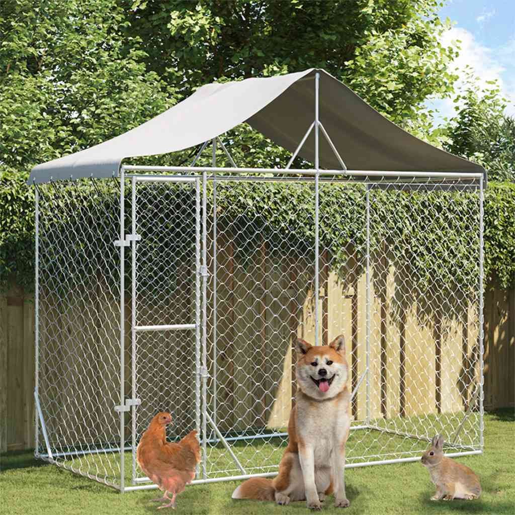 Hundehütte für den Außenbereich mit Dach, silberfarben, 3 x 1,5 x 2,5 m, verzinkt – Bild 3